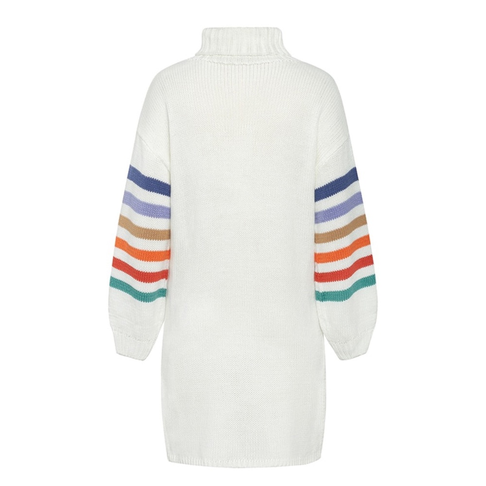 Multi Color Stripe Knit Sweater Off White Dress - Picture 10 of 14